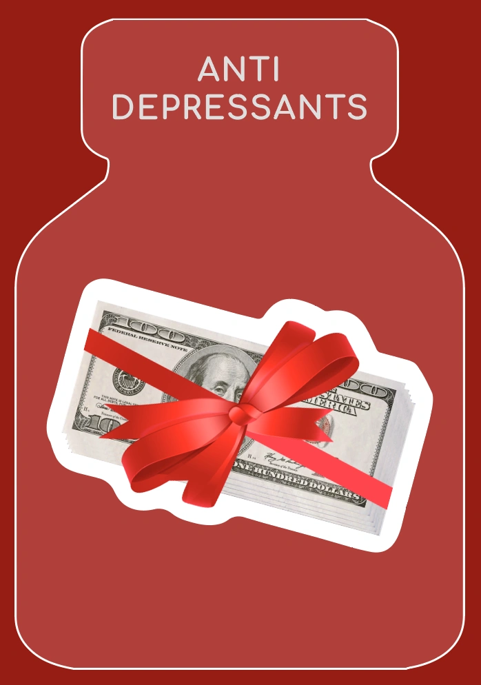 Обʼємний стікер-листівка «Antidetressant»
