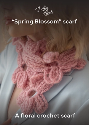 “Spring Blossom” scarf. A floral crochet scarf