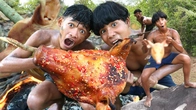 Ultimate Rainforest Survival: Grilled Pig Head Recipe, Cooking & Delicious Feast | Primitive Boy