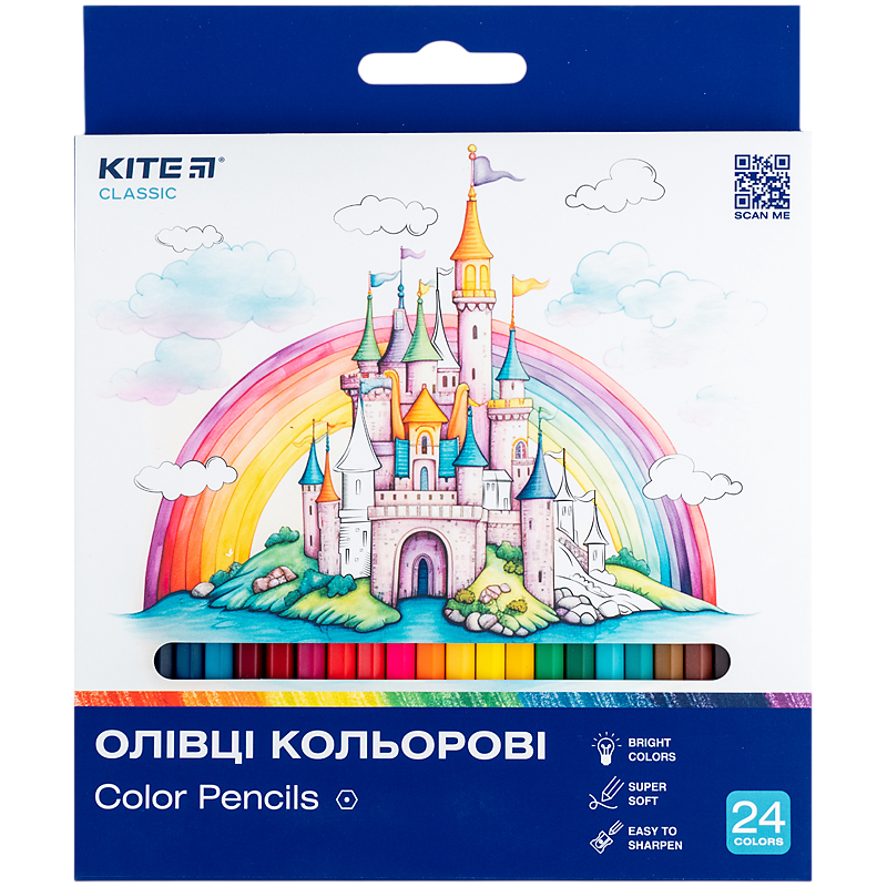 Олівці кольорові 24 штуки Kite Classic