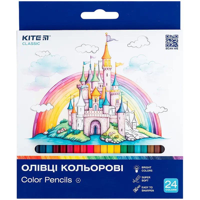 Олівці кольорові 24 штуки Kite Classic