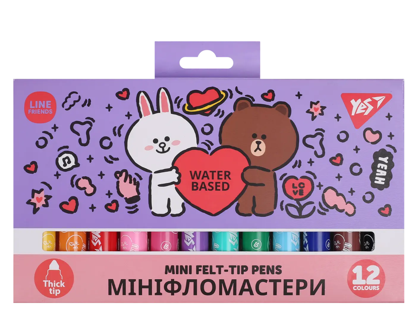 Фломастери Yes 12 кольорів Line Friends Mini