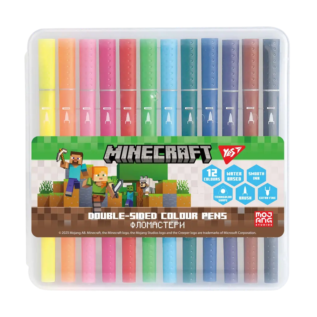 Обкладинка "Фломастери двосторонні Yes 12 кольорів Minecraft"
