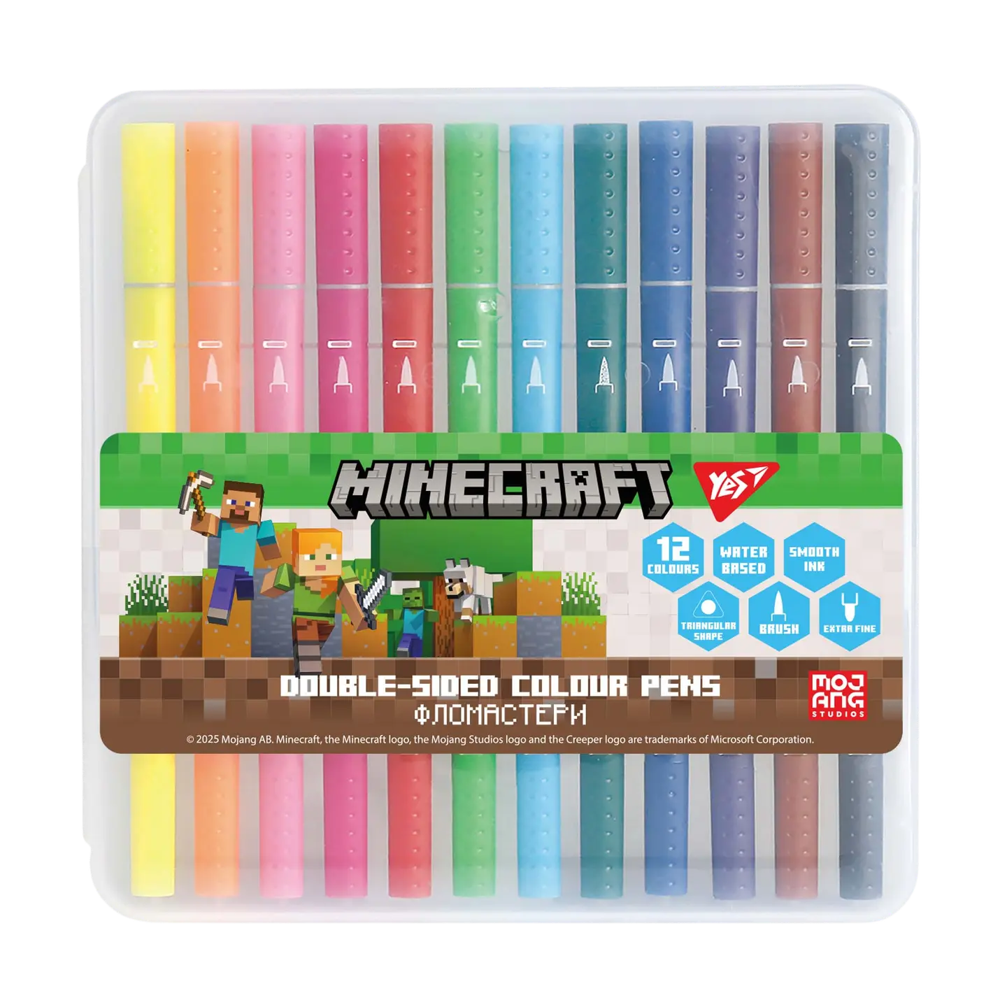 Фломастери двосторонні Yes 12 кольорів Minecraft