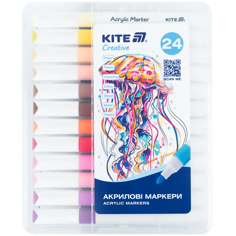 Маркери акрилові Jumbo Kite Creative (24 кольори)
