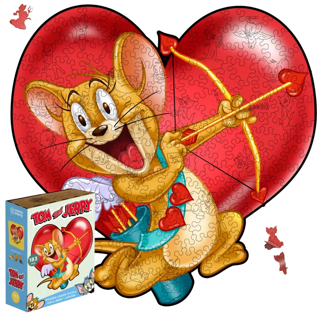 Обкладника "Фігурний дерев'яний пазл Tom & Jerry Купідон (XL / А3)" Обкладинка "Фігурний дерев'яний пазл Tom & Jerry Купідон (XL / А3)"