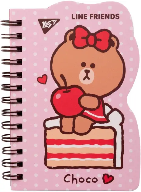 Обкладинка "Блокнот YES В7/60 подв. спіраль Line Friends.Choco, клітинка"
