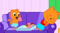 Cats Family in English - Brother Stole A Cake Cartoon for Kids