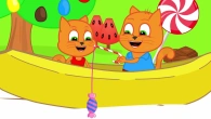 Cats Family in English - Caramel River With Sweets Cartoon for Kids