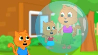 Cats Family in English - Mom Flew On a Soap Bubble Cartoon for Kids