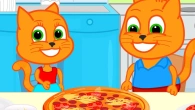 Cats Family in English - Homemade Pizza Cartoon for Kids