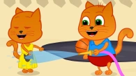 Cats Family in English - Mud Game Cartoon for Kids