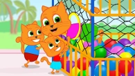 Cats Family en Français - Maman Joue Avec Des Boules Arc-en-ciel Dessin Animé 2020 en Français