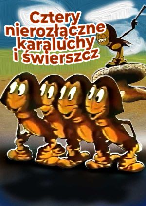 Cztery nierozłączne karaluchy i świerszcz — plakat